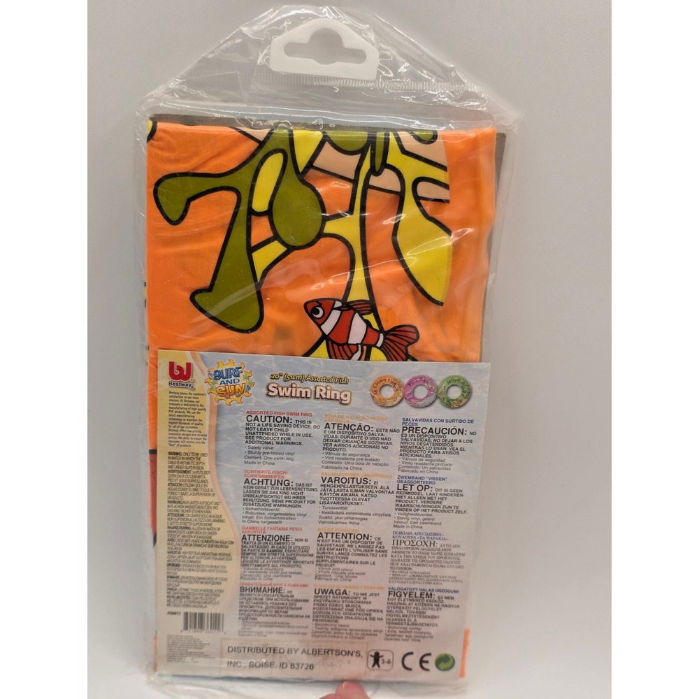 Vintage Bestway Surf and Sun 20 Inch Clown Fish Swim Ring Inflatable Kids 2000's - Picture 2 of 5